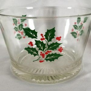 Vintage Indiana Glass Holly Berry Ice Bucket